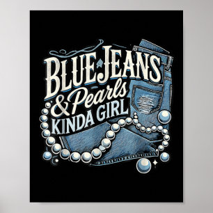 Affiche Denim Fabric Bleu Jeans Perles Jeans maigre Lover