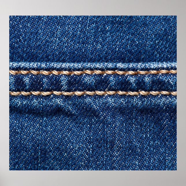 Affiche Dénim piqué : texture du jean closeup. (Devant)
