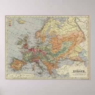Affiche Densité démographique Carte européenne