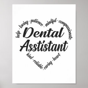 Affiche Dental Assistant Heart Word Cloud