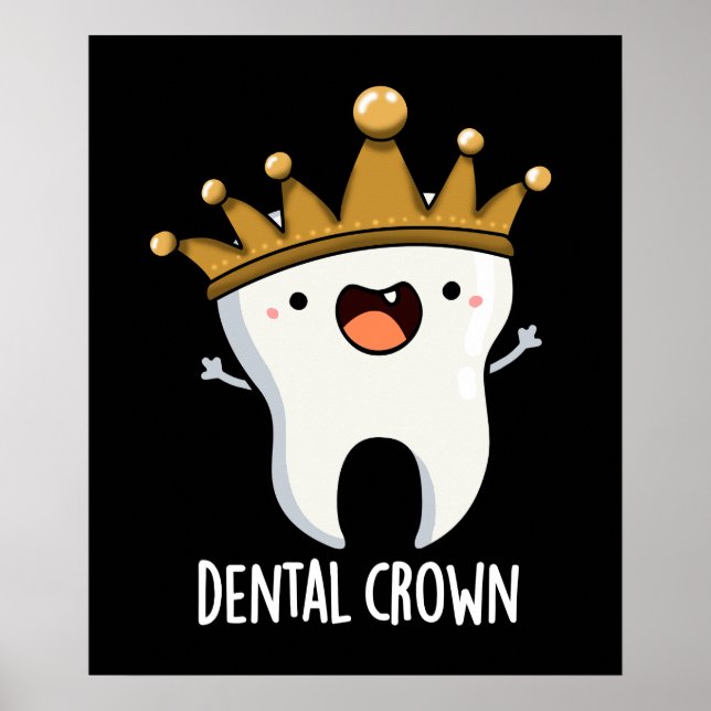Affiche Dental Crown Funny Dot Pun Dark BG (Devant)