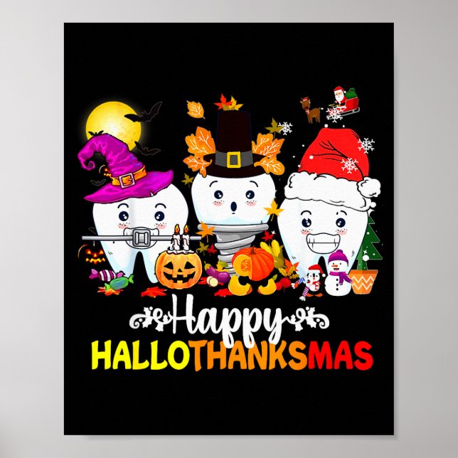 Affiche Dental Halloween Thanksgiving Christmas Happy Hall (Devant)