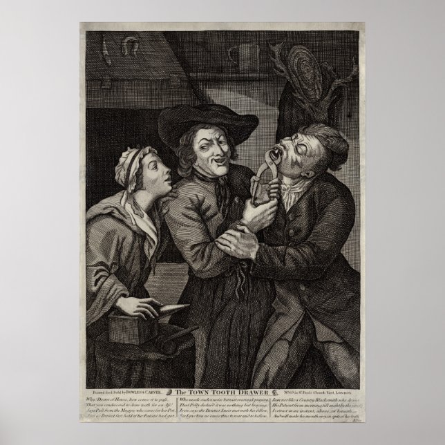 Affiche Dental History Funny Antique Dentiste Caricature (Devant)