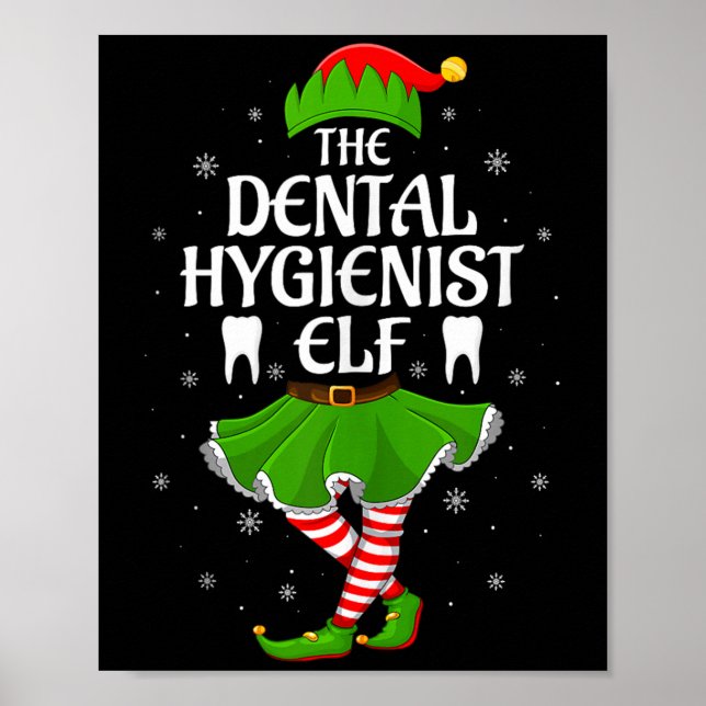 Affiche Dental Hygienist Elf Christmas Girls Women Elf Squ (Devant)