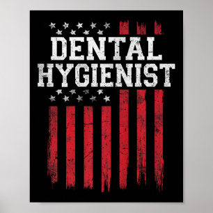 Affiche Dental Hygiéniste Drapeau Américain Patriot Patrio