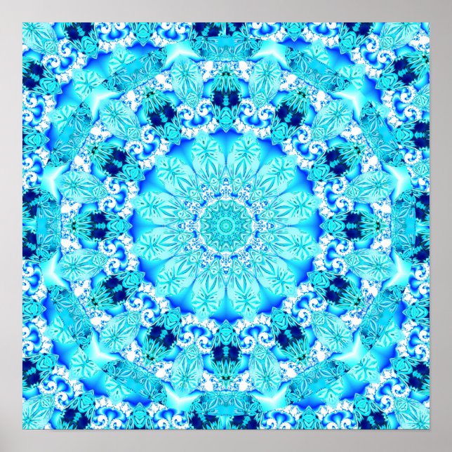 Affiche Dentelle Aqua, Délicieuse, Mandala Abstrait (Devant)