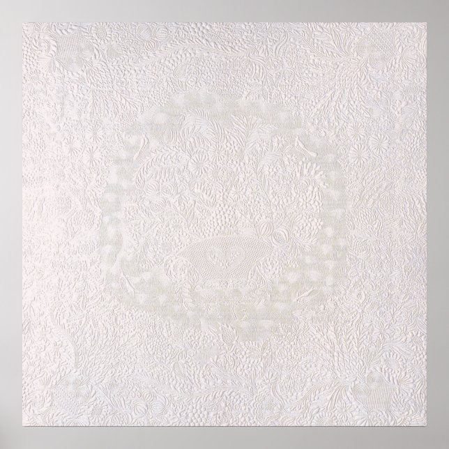 Affiche Dentelle décorative rose sur fond blanc (Devant)