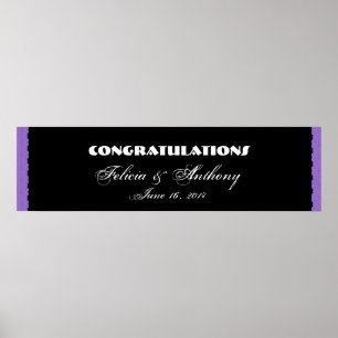 Affiche Dentelle pourpre Damask Mariage ou bannière Fiança