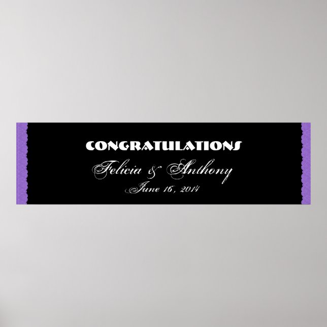 Affiche Dentelle pourpre Damask Mariage ou bannière Fiança (Devant)