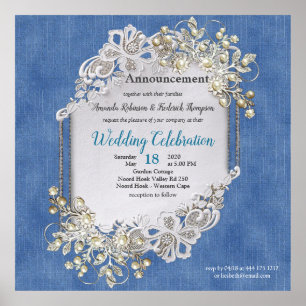 Affiche Dentelles et perles texturées Denim