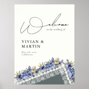 Affiche Dentelles vintages Et Perles Florales Mariage Bien