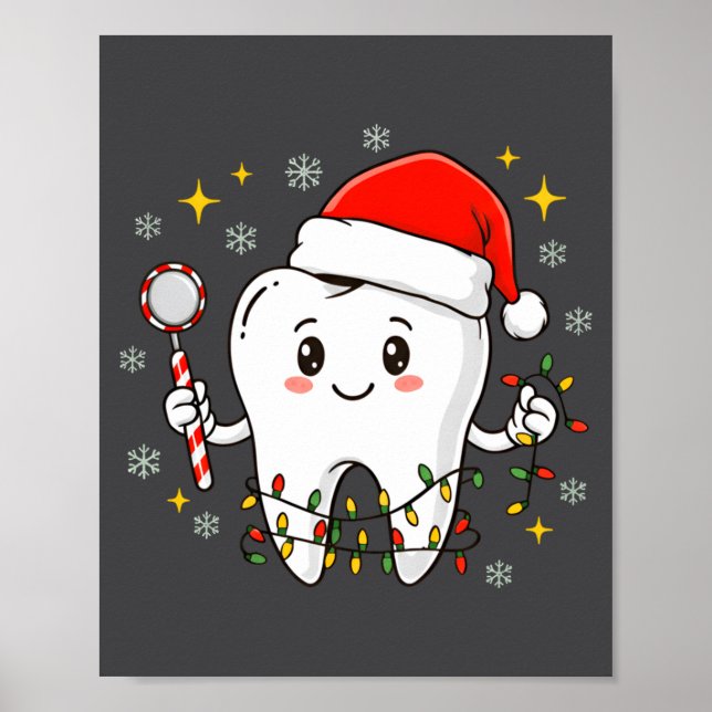 Affiche Dentist Christmas Teeth Xmas Lights Funny Dental S (Devant)