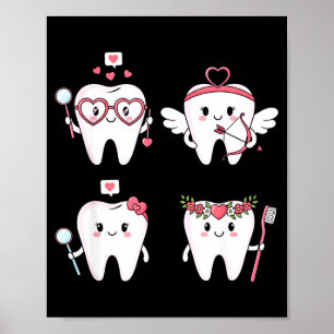 Affiche dentiste de la Saint-Valentin dent drôle dentaire