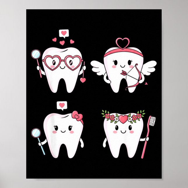 Affiche dentiste de la Saint-Valentin dent drôle dentaire  (Devant)