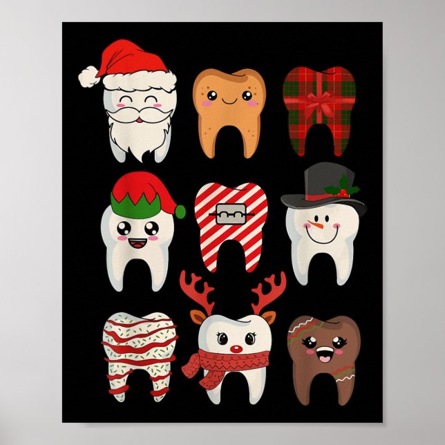 Affiche Dentiste de Noël Dentiste Xmas Reindeer Père Noël  (Devant)