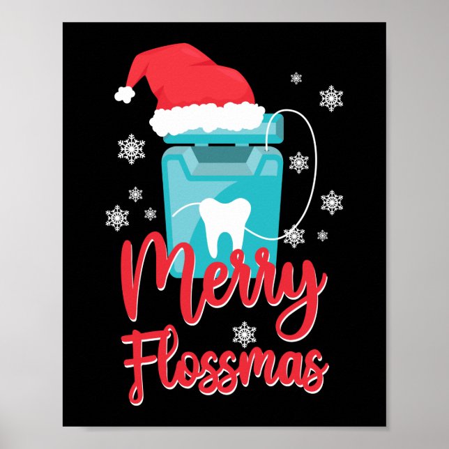 Affiche Dentiste Dental Joyeux Flossmas Noël Floss (Devant)