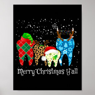Affiche Dentiste Dents Chapeau de Père Noël Imprimé Léopar