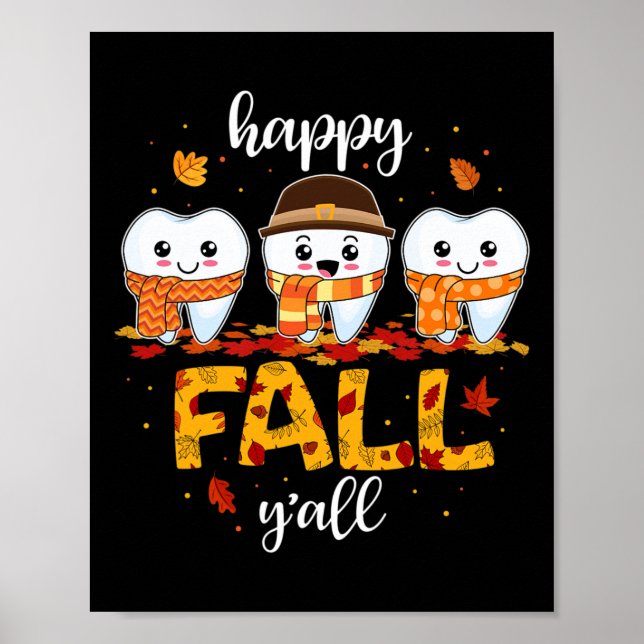 Affiche Dents de dents Happy Fall Y'all Dental Dentist Mer (Devant)