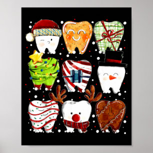 Affiche Dents de Noël mignonnes Dentiste de Noël drôle Den