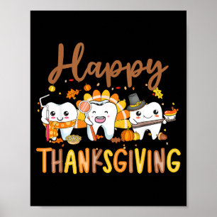 Affiche Dents drôles Dentiste de Thanksgiving D Turquie Éq