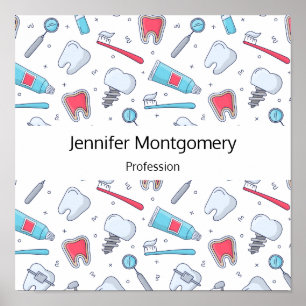 Affiche Dents et outils Motif dentaire Affaires