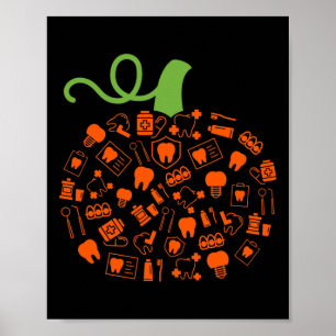 Affiche Dents Fantôme Citrouille sorcière Dental Halloween