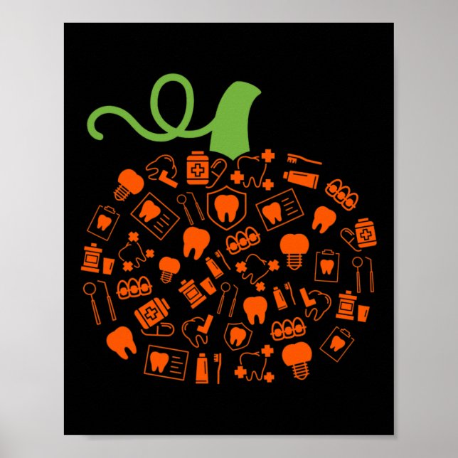 Affiche Dents Fantôme Citrouille sorcière Dental Halloween (Devant)