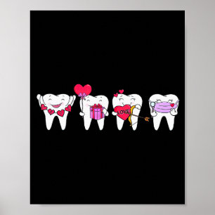Affiche Dents Mignonnes Cœur Saint-Valentin Hygiéniste Den