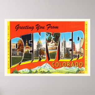 Affiche Denver Colorado CO Vieux souvenir Vintage voyage