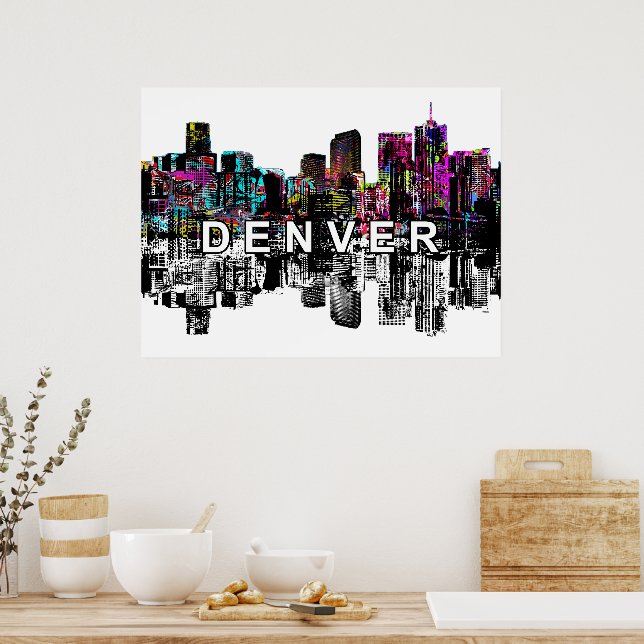 Affiche Denver, Colorado en graffiti (Cuisine)
