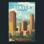 Affiche Denver Colorado Travel Art Vintage<br><div class="desc">Design de déplacement vectoriel rétro Denver. Denver,  la capitale du Colorado,  est une métropole américaine datant de l'ère du Vieux-Ouest. Le Larimer Carré,  le plus ancien pâté de maisons de la ville,  possède des bâtiments du XIXe siècle emblématiques.</div>