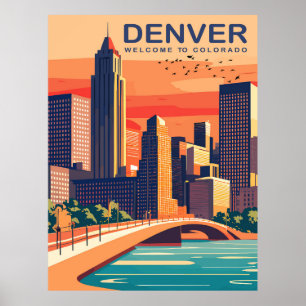 Affiche Denver, rivière Southplatte, Colorado, Voyage 