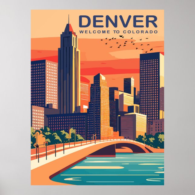 Affiche Denver, rivière Southplatte, Colorado, Voyage  (Devant)