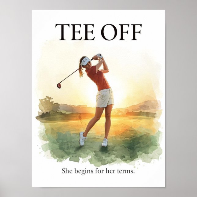 Affiche Départ de golf avec golfeuse (Devant)