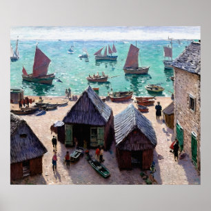 Affiche Départ des bateaux, Étretat