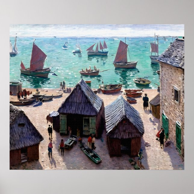 Affiche Départ des bateaux, Étretat (Devant)