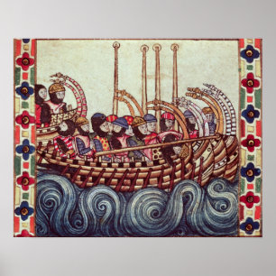 Affiche Départ d'un bateau pour les Croisades,