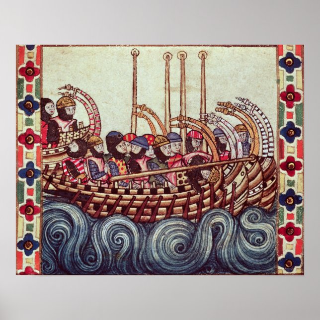 Affiche Départ d'un bateau pour les Croisades, (Devant)