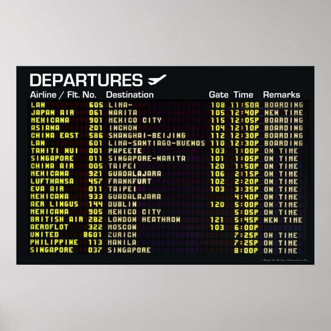 Affiche Départs Aéroport (Devant)