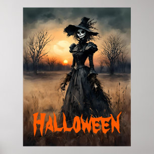 Affiche Déplaisante dame de l'Halloween de l'Épouvantail