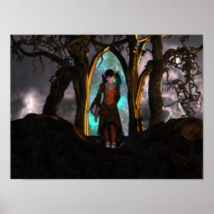 Affiche Déplaisante et mignonne fille d'Halloween