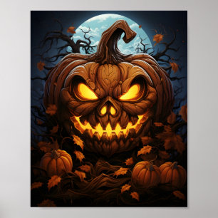 Affiche Déplaisante nuit d'Halloween Orange Jack-o'-lanter