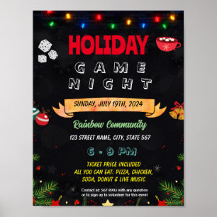 Affiche Dépliant de nuit du jeu de jour de fête