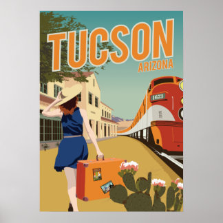 Affiche Dépôt ferroviaire 28 po x 20 po - Tucson, Arizona