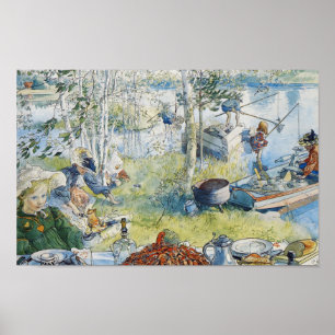 Affiche Der Krebsfang, Carl Larsson