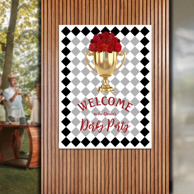 Affiche Derby Day Trophée et Roses Bienvenue (Derby Day trophy and roses Welcome poster - INSTANT DOWNLOAD and/or PRINTED)