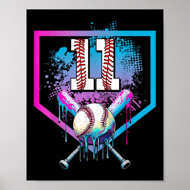 Affiche Dérive de baseball 11e anniversaire Accueil Plate- (Devant)