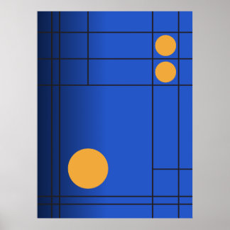 Affiche Dérive de cobalt n° 1 Art géométrique bleu et ambr