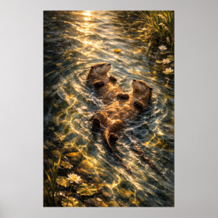 Affiche Dérive ensemble Art de loutre de rivière Affic