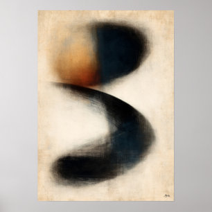 Affiche Dérive Indigo Zen Art Abstrait en Sumi Japonais